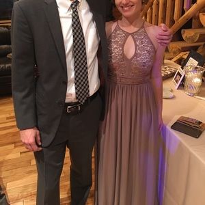 Taupe Keyhole Halter Maxi