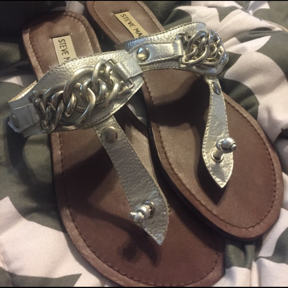 Steve Madden silver slip on sandals