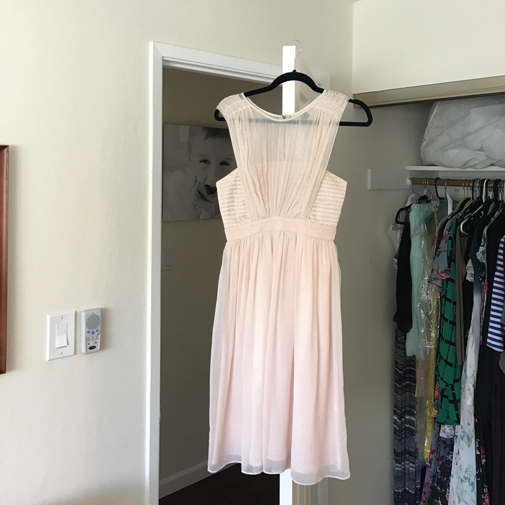 Topshop chiffon style dress in pale pink