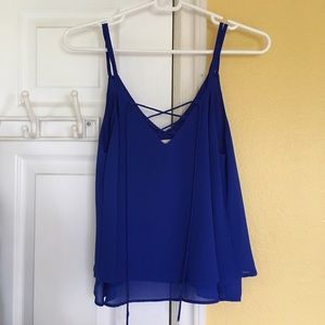 Cobalt blue lace up cami blouse