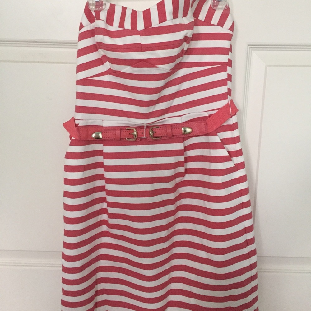 Pink and white striped dress