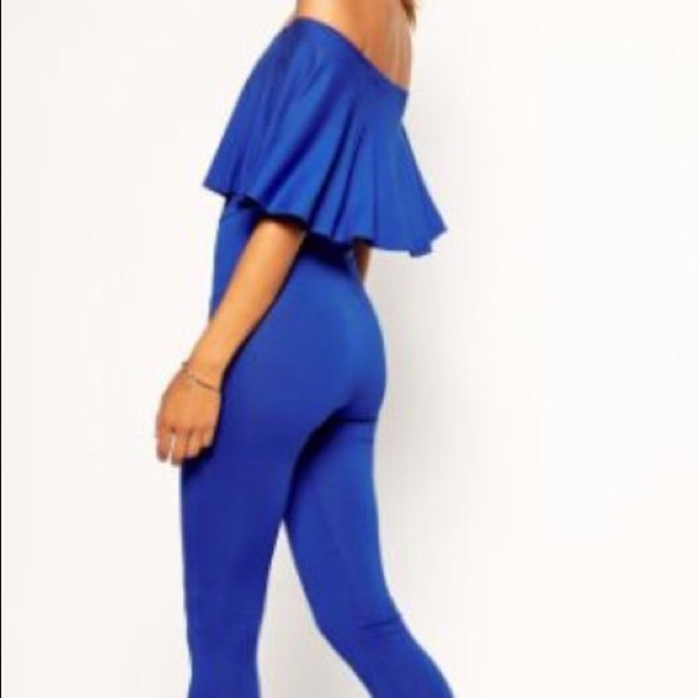 Boho Cobalt Off The Shoulder 1 Piece Jumpsuit - Picture 3 of 4