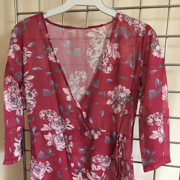 Burgundy floral maxi dress DRC101 - Picture 4 of 4