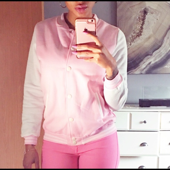 New!! pink/white varsity bomber jacket - Picture 6 of 6