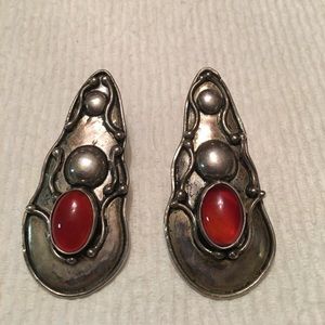 Silver and agate earrings