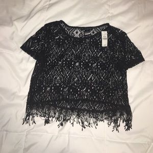 Crocheted black crop top NWT