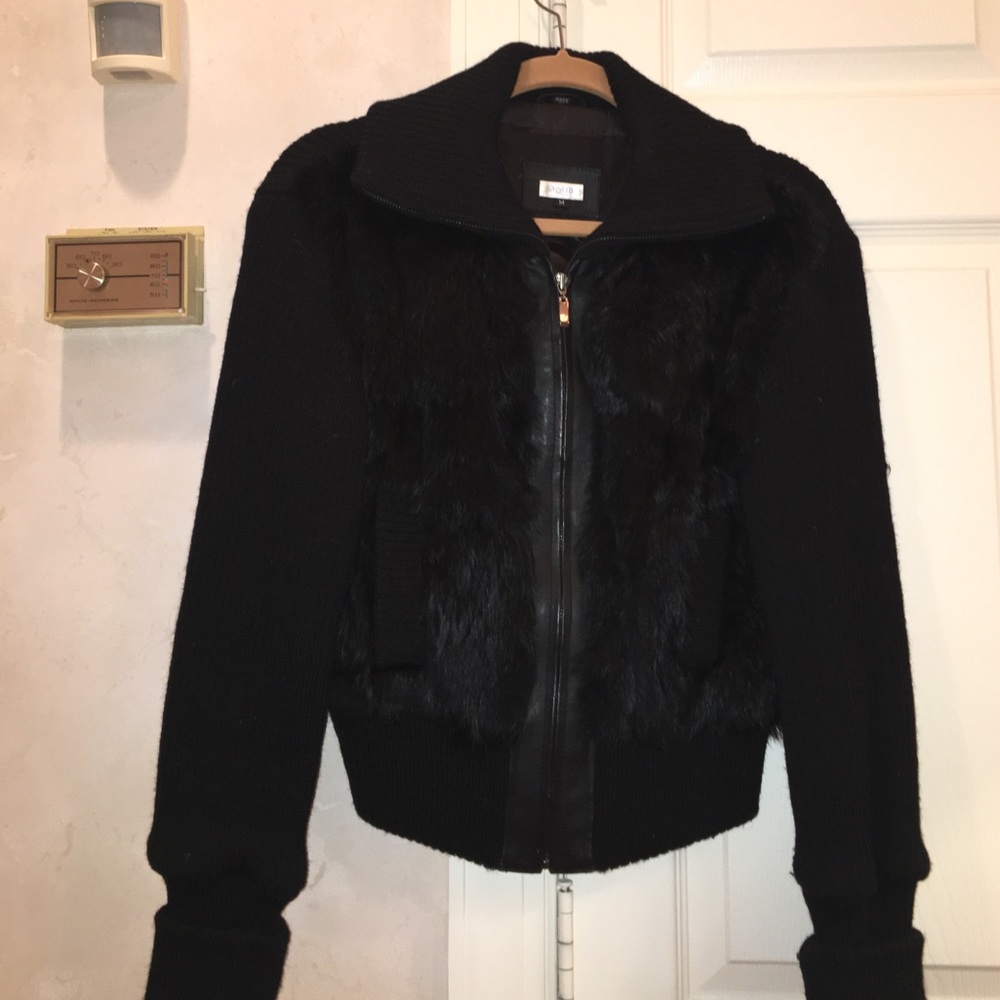 Black rabbit fur jacks from Aqua