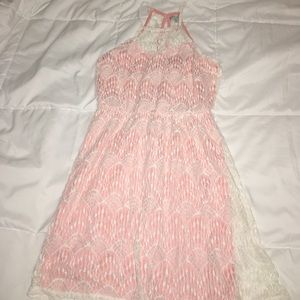 Pink and white crocheted dress