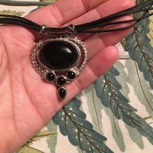 Black onyx pendant necklace with earrings!