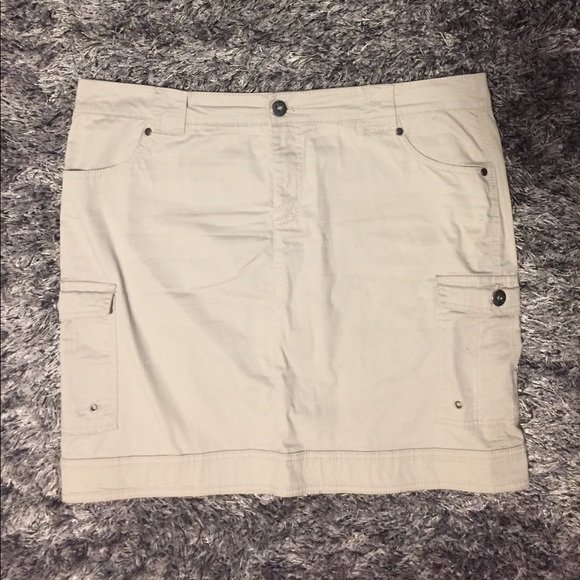 khaki cargo denim skirt
