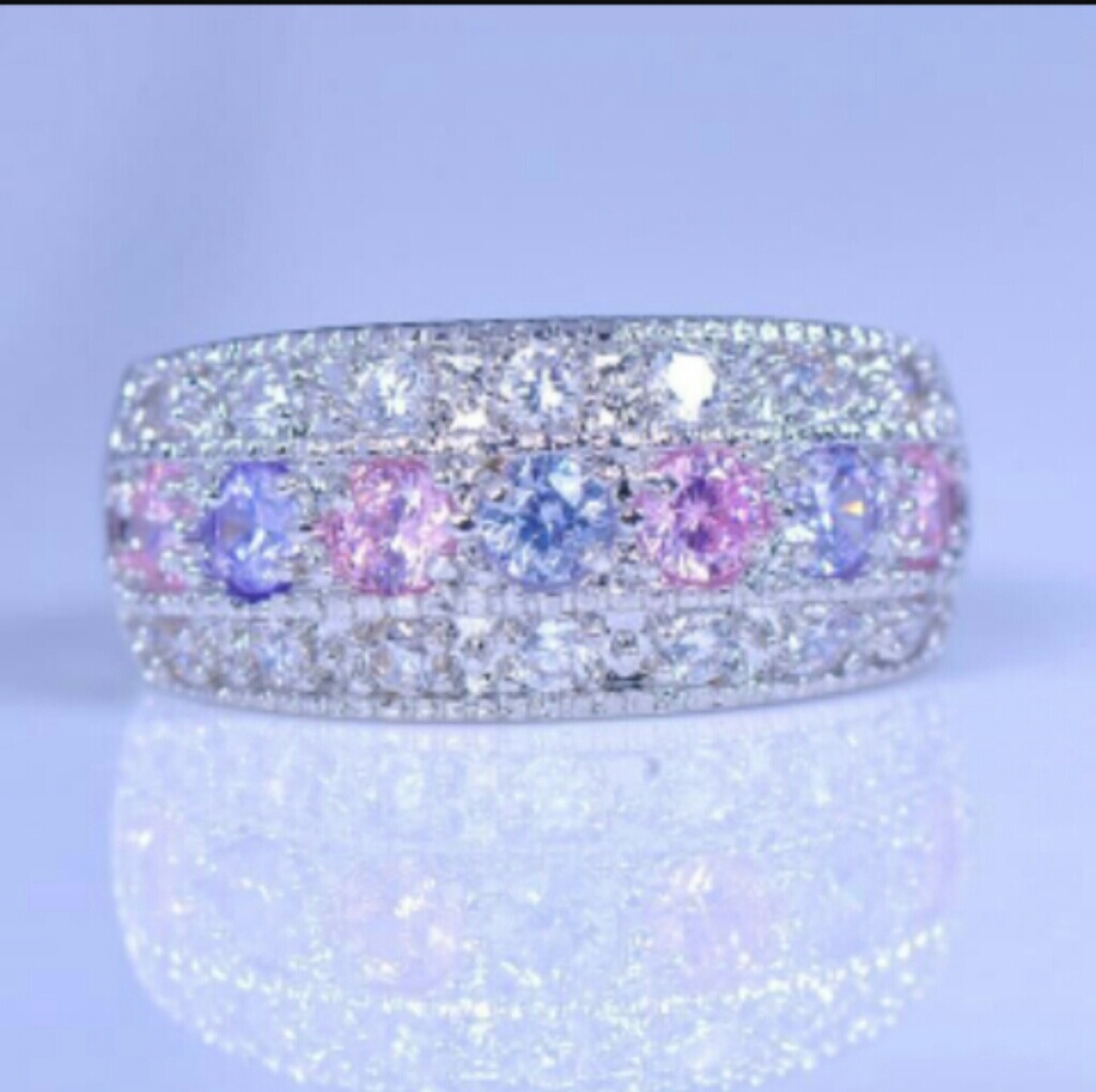 Beautiful sterling silver pink and lila crystals 8