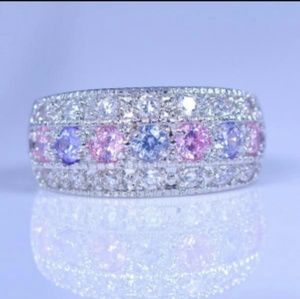 Beautiful sterling silver pink and lila crystals 8