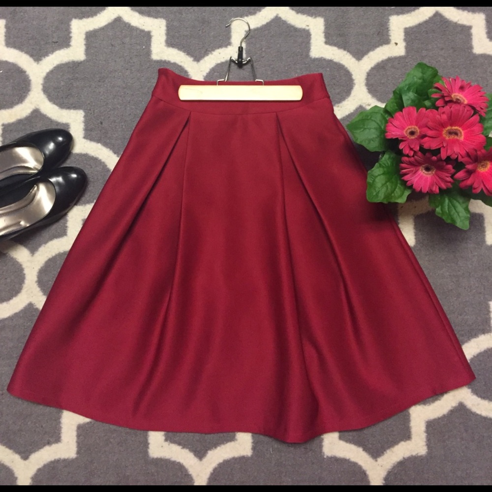 Berry Red Midi Skirt