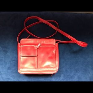 Fossil red leather cross body bag