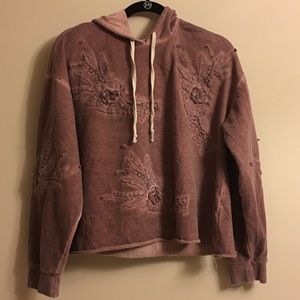 Flower Embroidered Hoodie