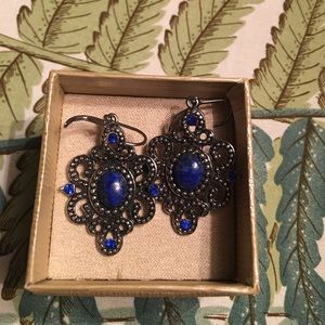 Stainless steel blue lapis earrings!