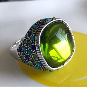 Green Gem Confetti Ring