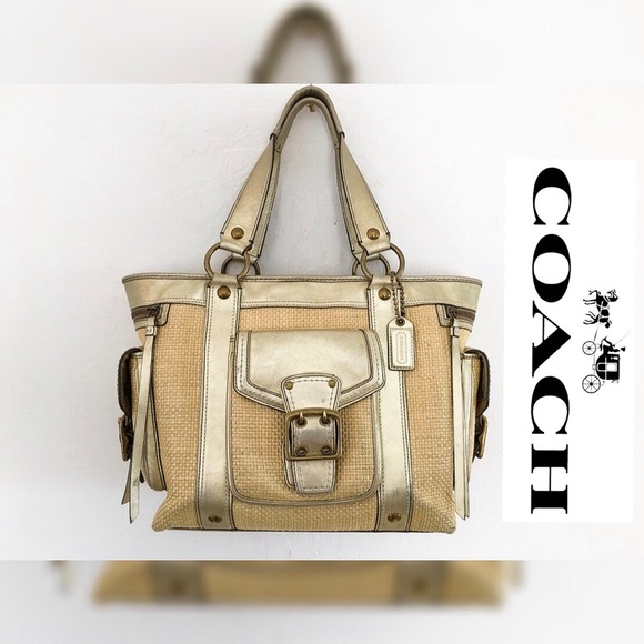 Coach Handbags - ❗️New Price❗️ COACH Straw and Leather Bag