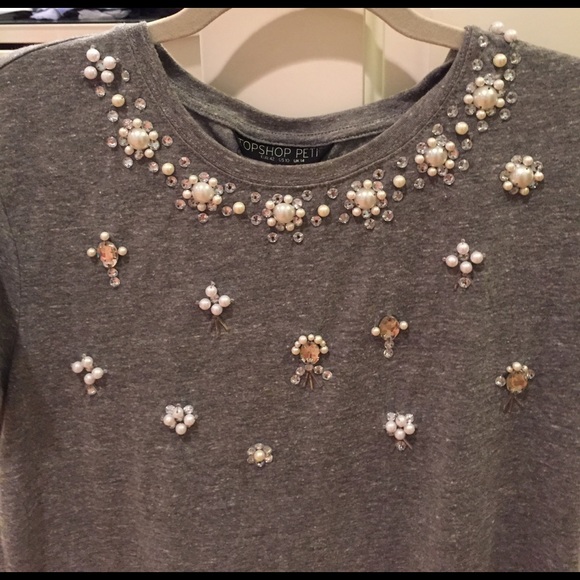 Topshop Petite Grey T-Shirt - Picture 2 of 4