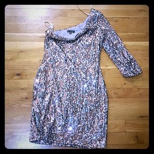 As u wish light pink sequin dress one shoulder