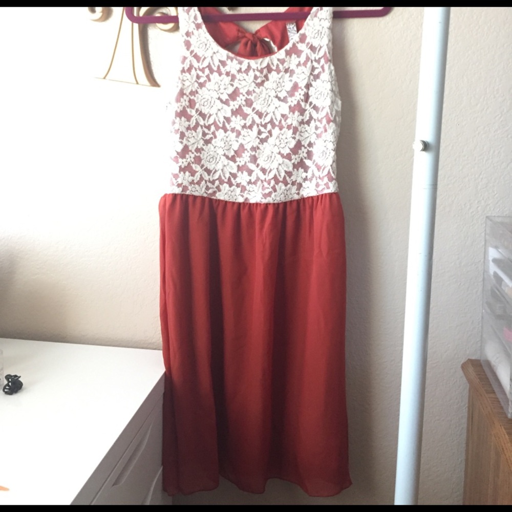 Rust lace dress