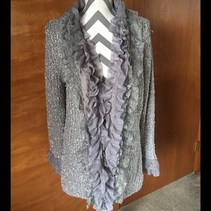 Gray Ruffled Lacy Cardigan
