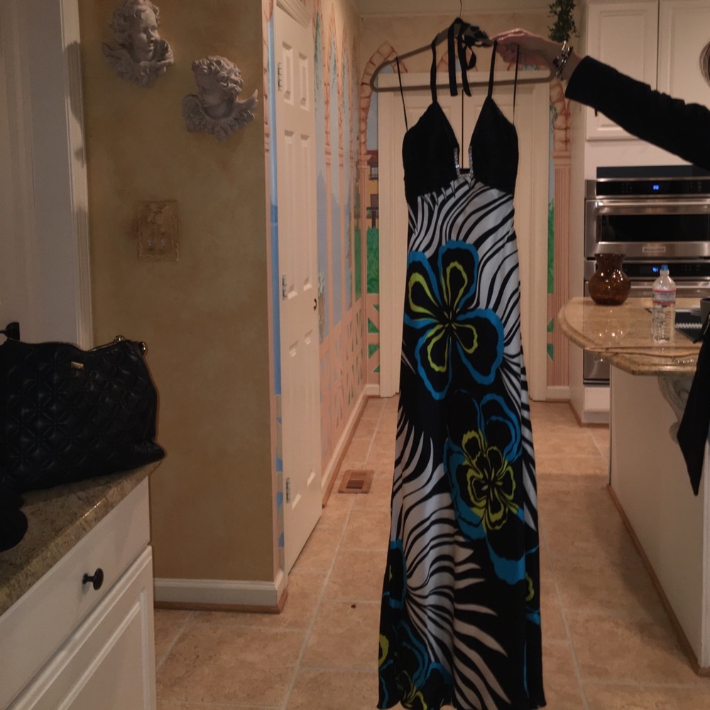 Black, White and Blue prom dress