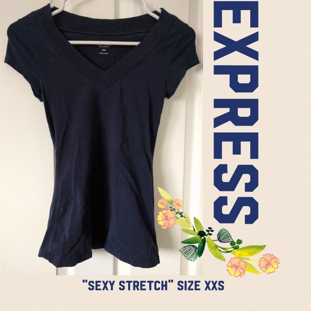 Express "sexy stretch" cotton tee Navy size xxs