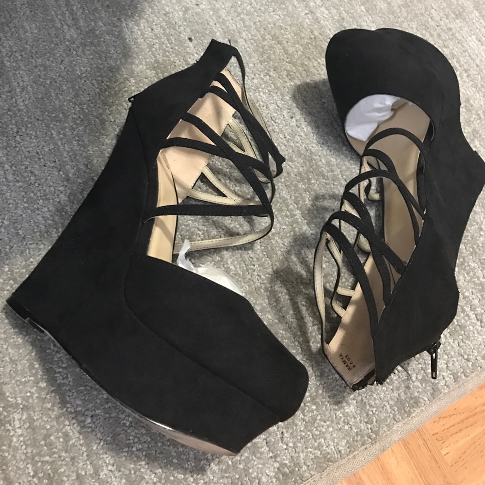 Justfab - Black Wedge Heels