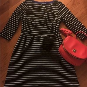 Boden black dress with stripes.