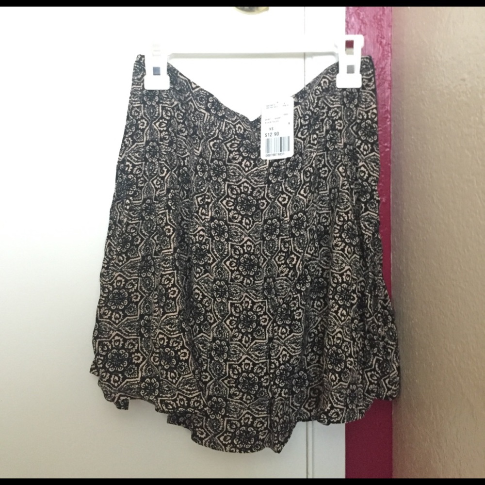 Black and Taupe Printed Skirt