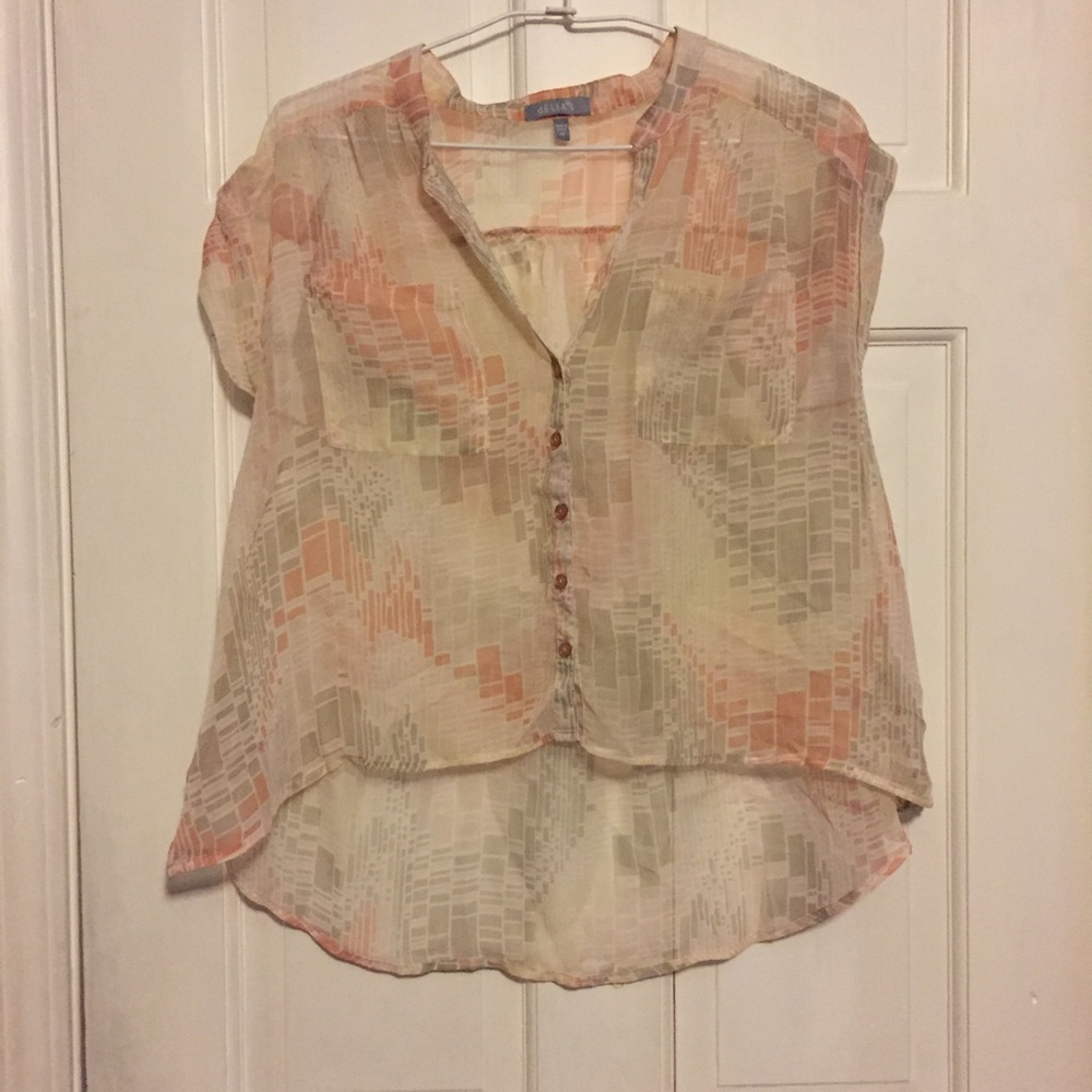 Delia's Sheer Button Down Blouse