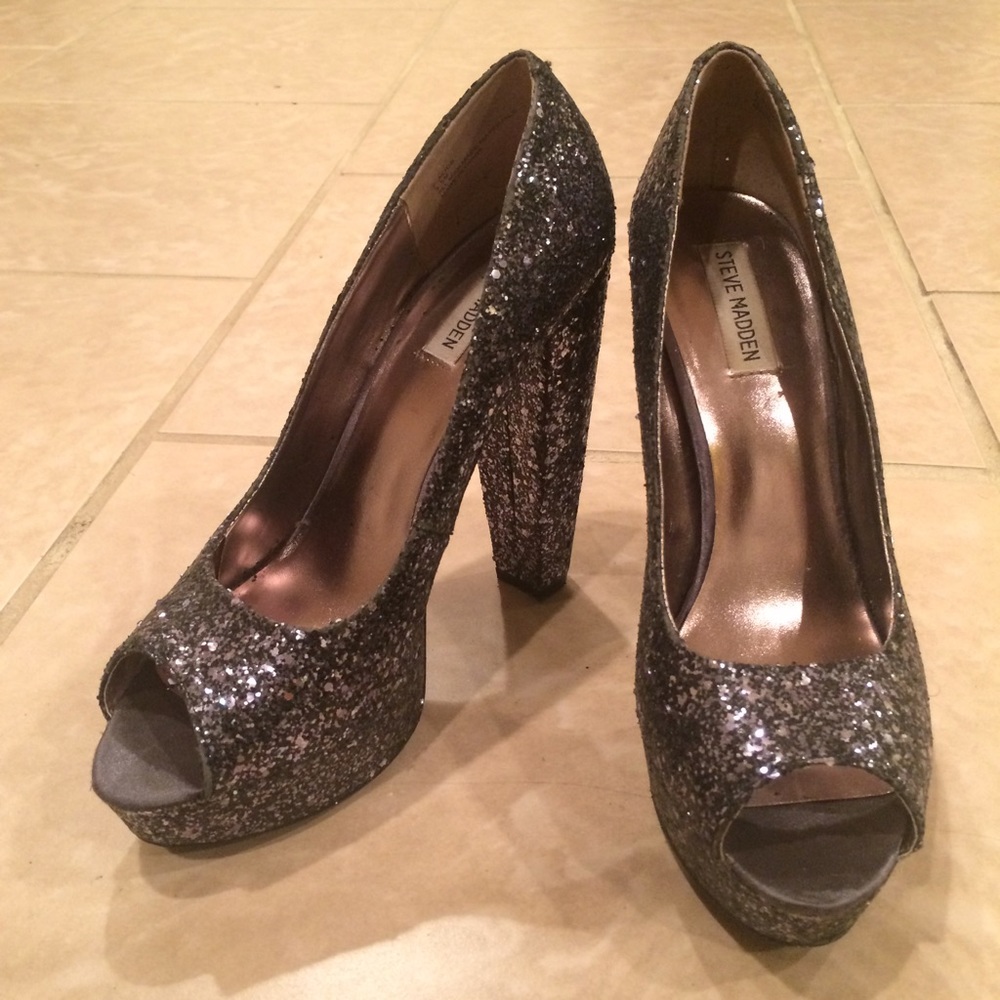 Steve Madden glitter peep toe heels