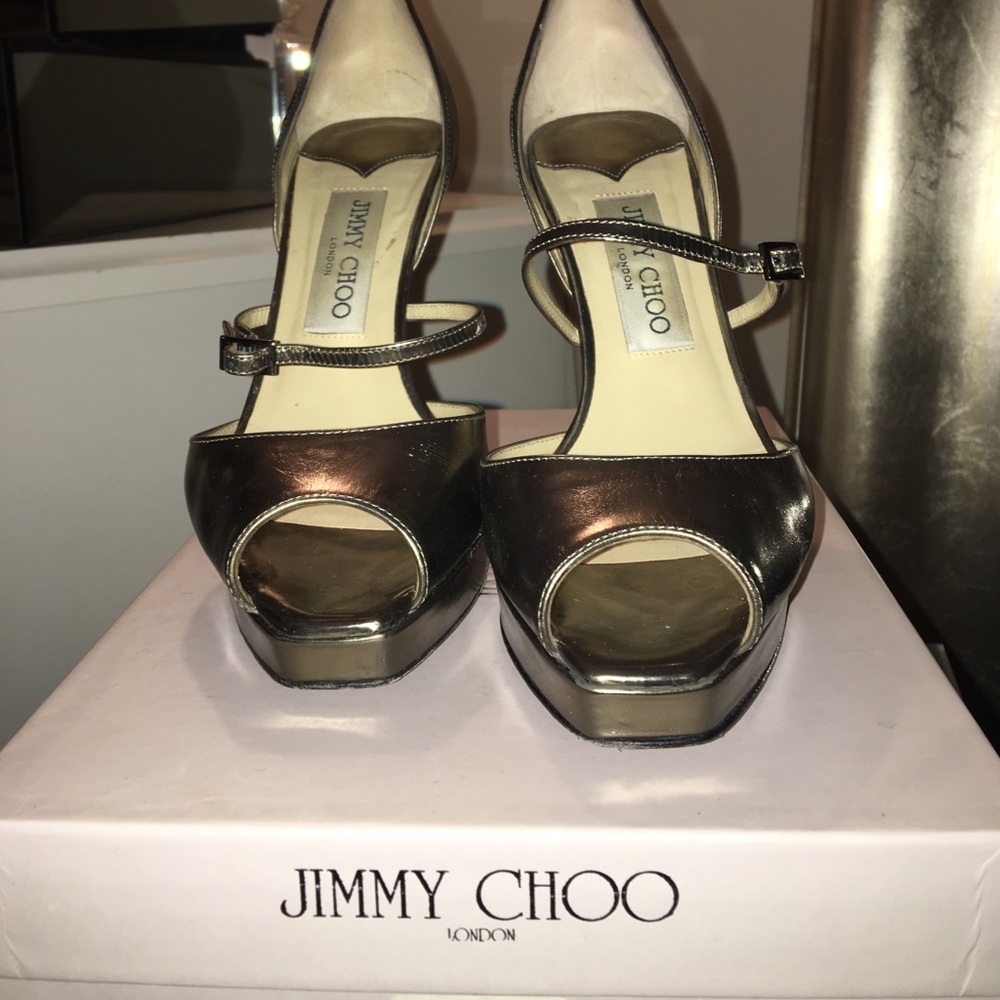 Jimmy Choo Palladium Mirror Peeptoe Maryjane