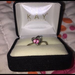 Heart ring with pink sapphire w/ diamond accent