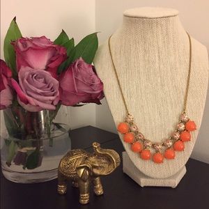J.Crew Orange Tonal Crystal Statement Necklace