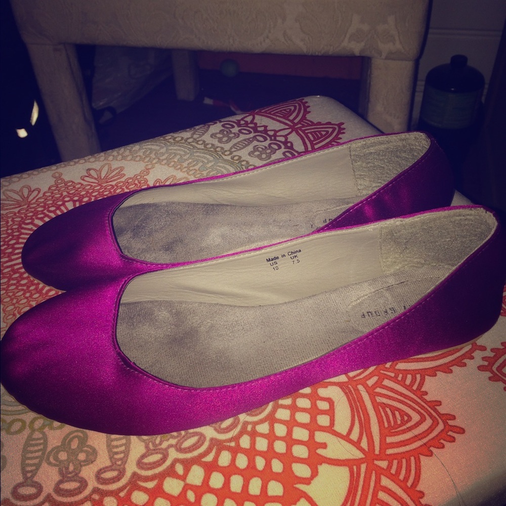 Purple Satin Flats