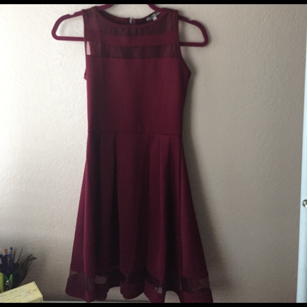 Maroon Fit and Flare Dress
