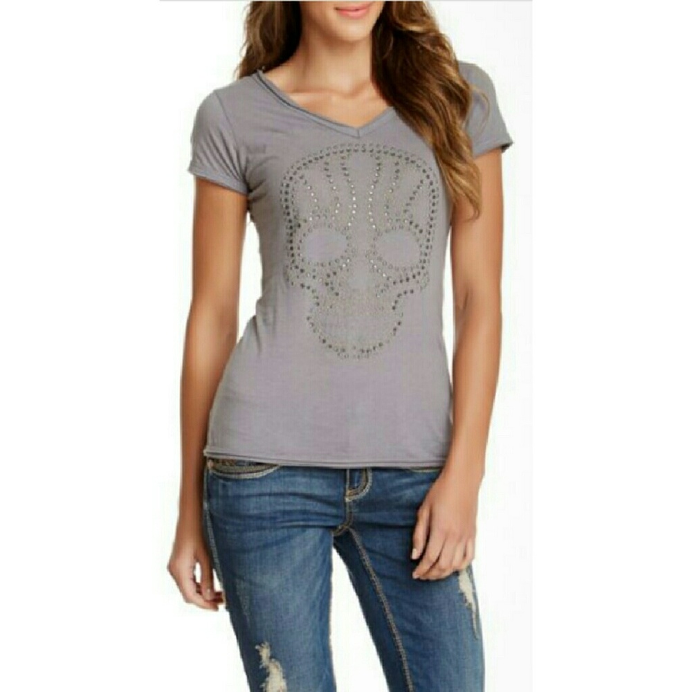 NWT Seven7 Raw Edge Studded Tee