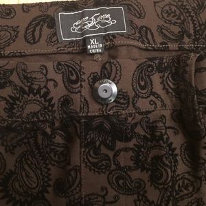 Brown & black leggings with velvet accents size xl