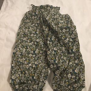 Gap romper - striking green floral print.