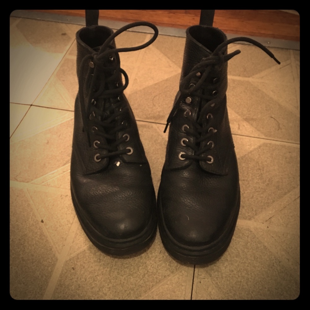 Black Leather Dr. Marten Lace-Up Boots