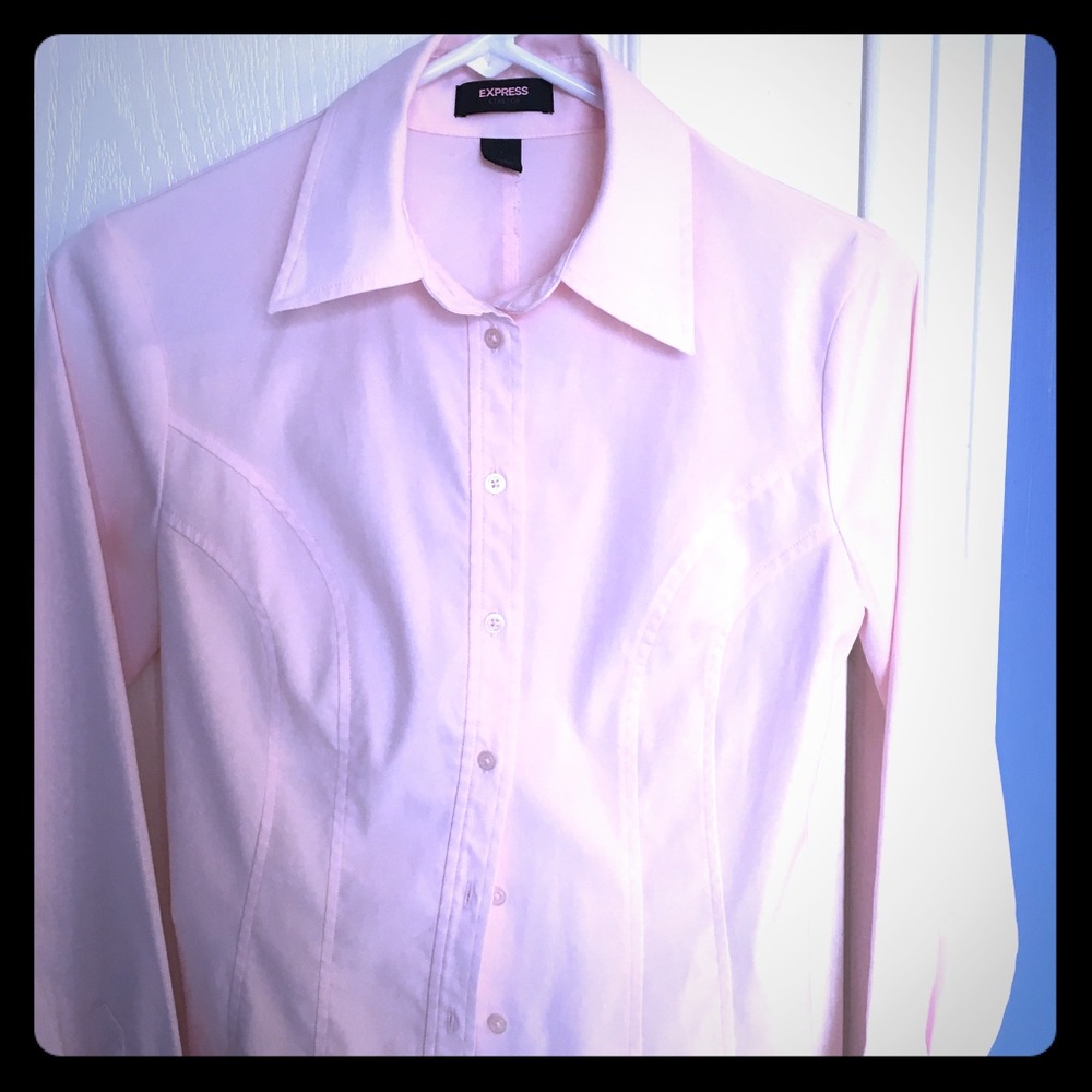 Express Pink Long sleeved button up blouse