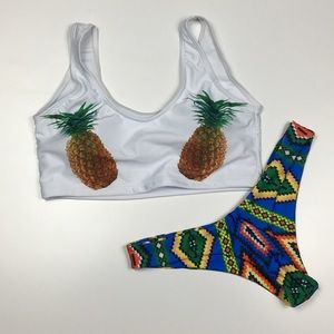 NWOT Pineapple Cheeky Bikini Set