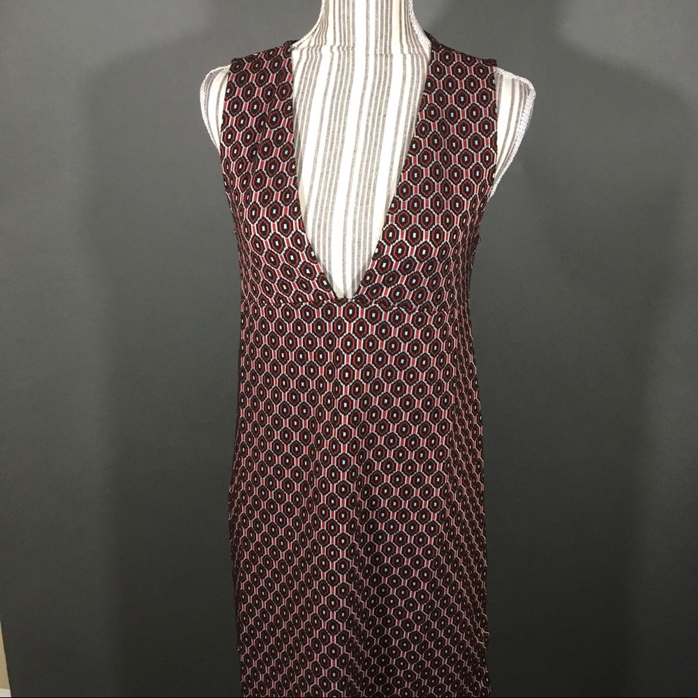 ZARA Woman Sleeveless Deep V Neck Dress - Picture 3 of 6