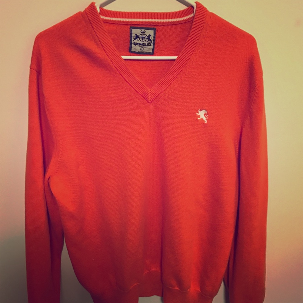 EXPRESS / Sweater / V-Neck / Orange / Men's Large