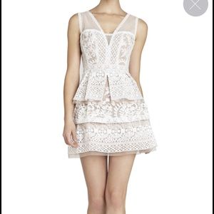 BCBG Fola Lace Tiered Peplum Dress