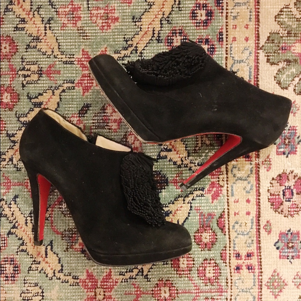 Christian Louboutin black suede booties