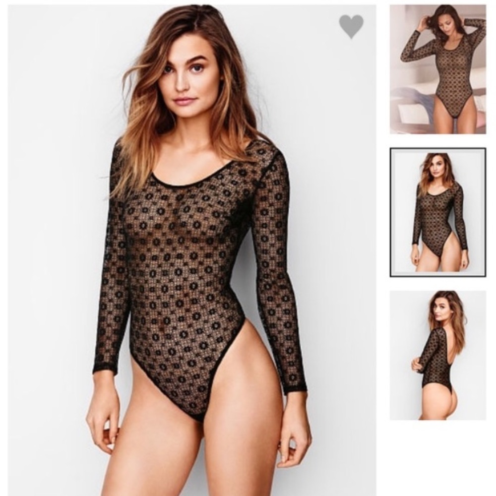 NWT Victoria's Secret black lace bodysuit M/L