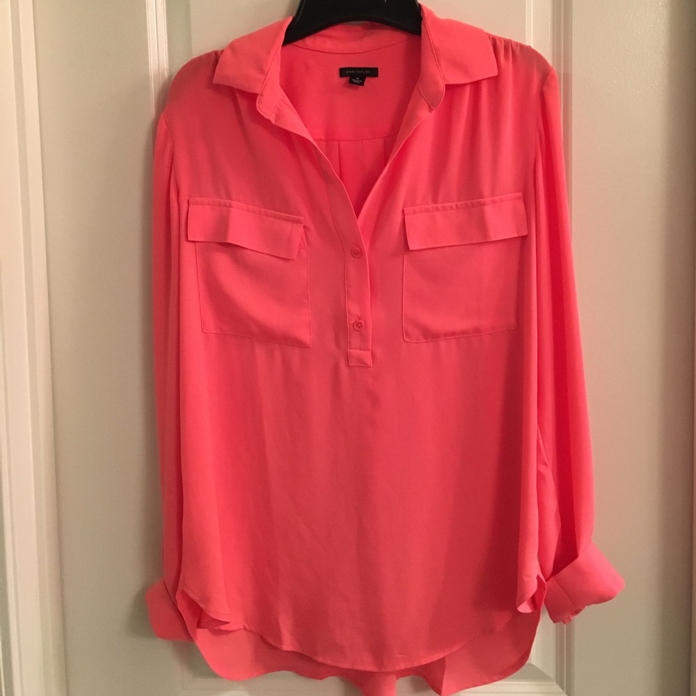 Ann Taylor, coral camp shirt